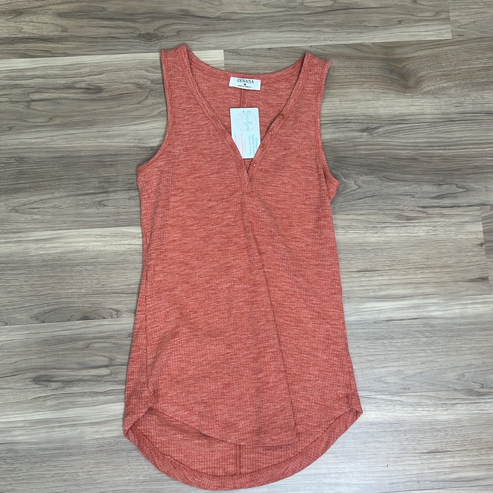 Arya Ribbed Button Tank - Copper - Picture 2 of 3